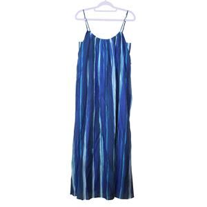 NWT Banana Republic Blue Vertical Stripes Sleeveless Shift Summer Dress Size M
